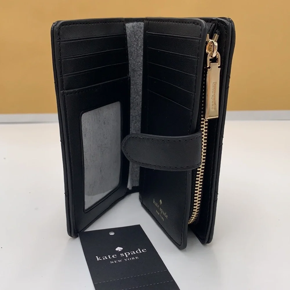 KATE SPADE Carey Medium Compact Bifold Wallet BLACK COLOR - Picture 13 of 14